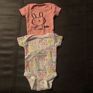2 Short Sleeve Newborn Girl Onesies